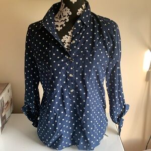 Cotton collared shirt, buttons halfway down